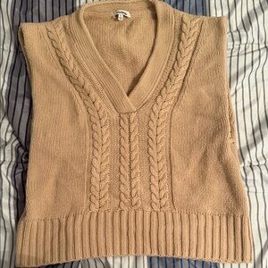 Beige Cable Knit Sweater Vest